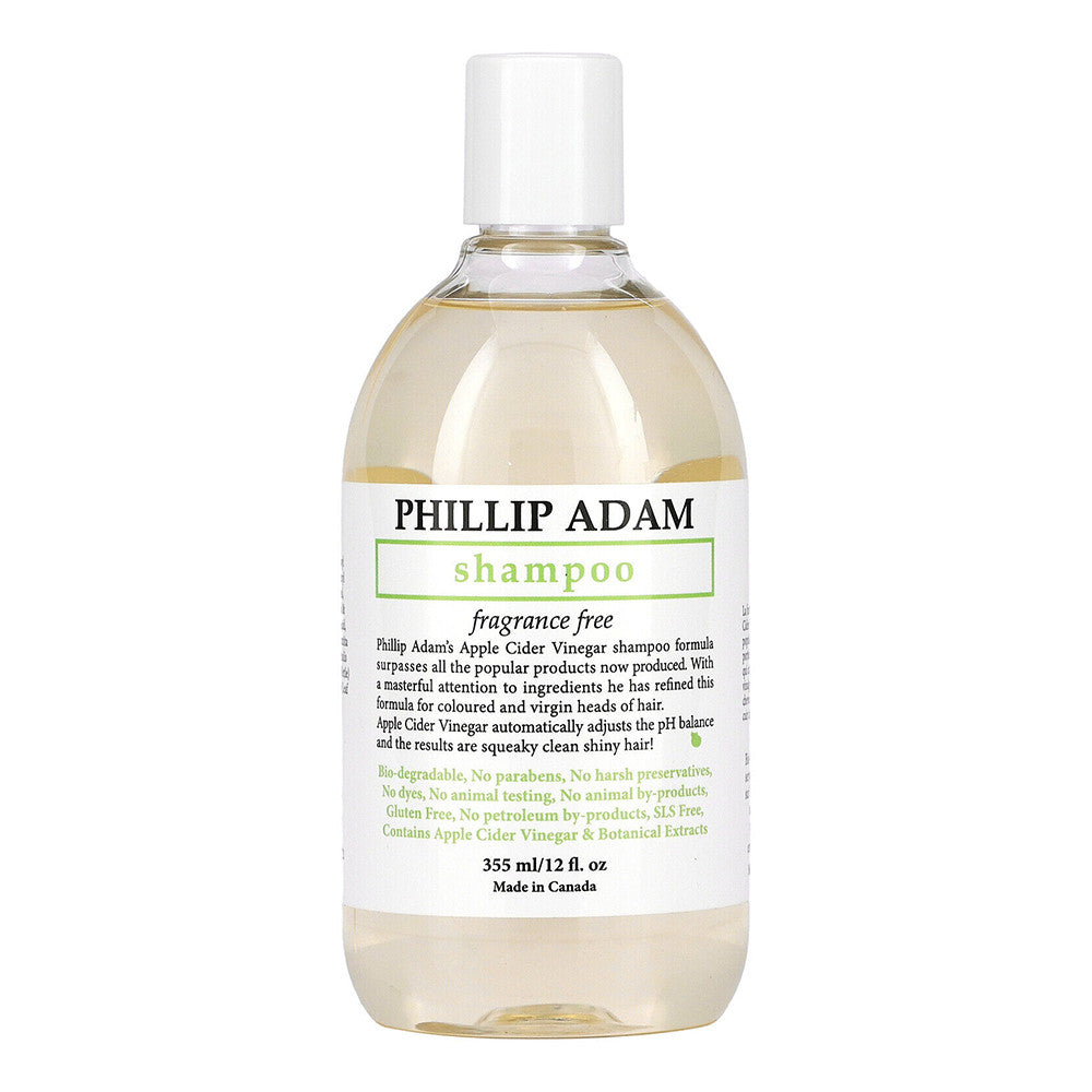 Phillip Adam Apple Cider Vinegar Shampoo for Shiny Hair, Fragrance Free, 12 Oz